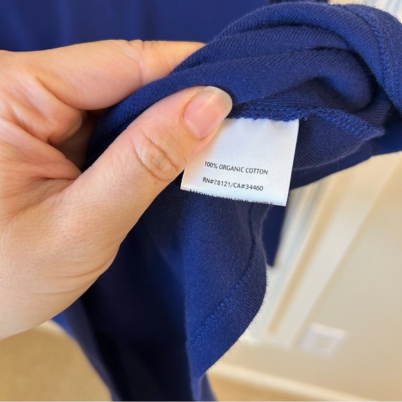 Eileen Fisher Long Sleeve Tee Shirt Indigo Blue Scoop Neck Organic Cotton Small - Picture 5 of 6